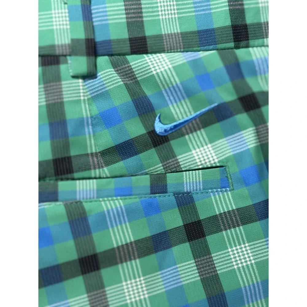 Nike Dri-Fit Standard‎ Fit Lightweight Golf Shorts Mens Size 38 Green Blue Plaid